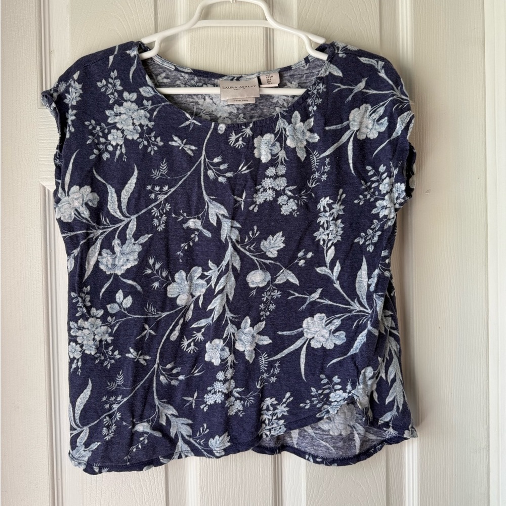 Laura Ashley Navy Blue Floral Blouse